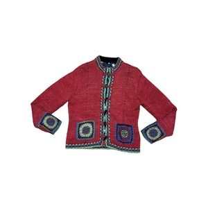 Icelandic Designs Burnt Orange Cardigan Size:M Beading and Crochet Details